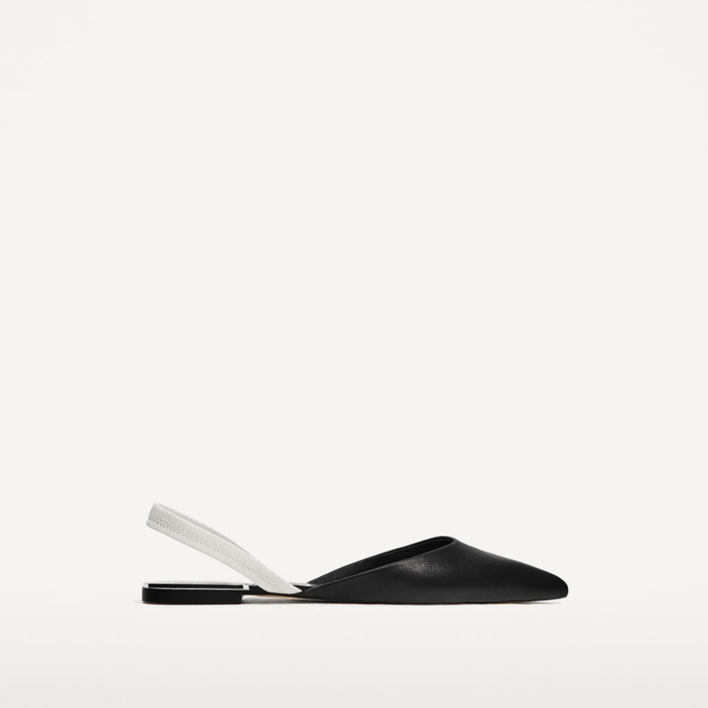 NWT Zara Colorblock Flat Slingback Flats Shoes - Picture 5 of 5